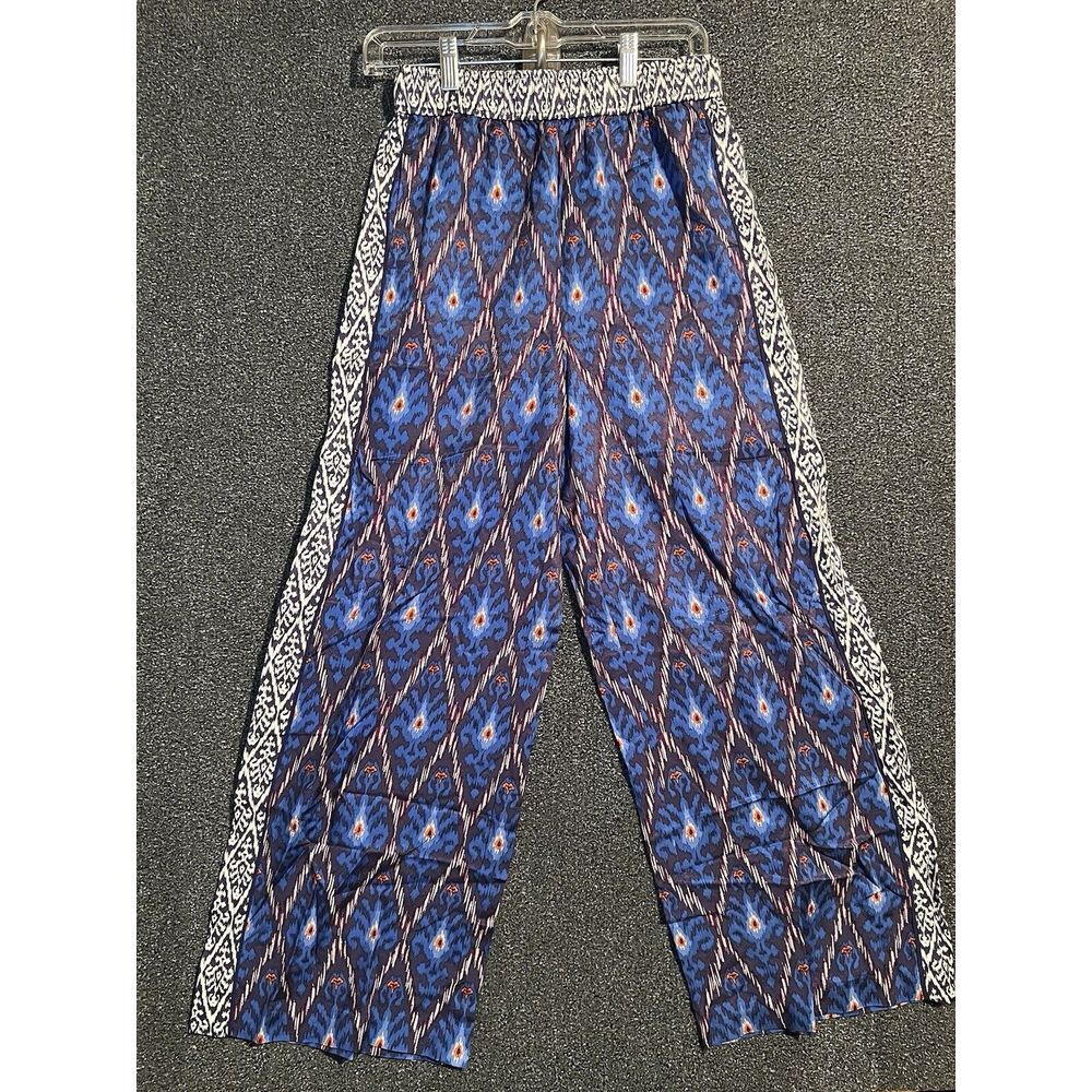 Anthropologie Vale Wide Leg‎ Pants Blue Print Palazzo Size Xs